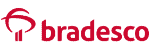 Logotipo do Bradesco sobre fundo vermelho.