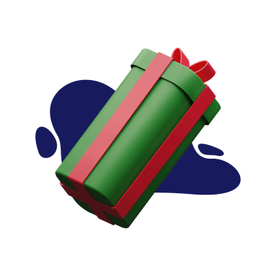 Uma caixa de presente verde com uma fita vermelha.